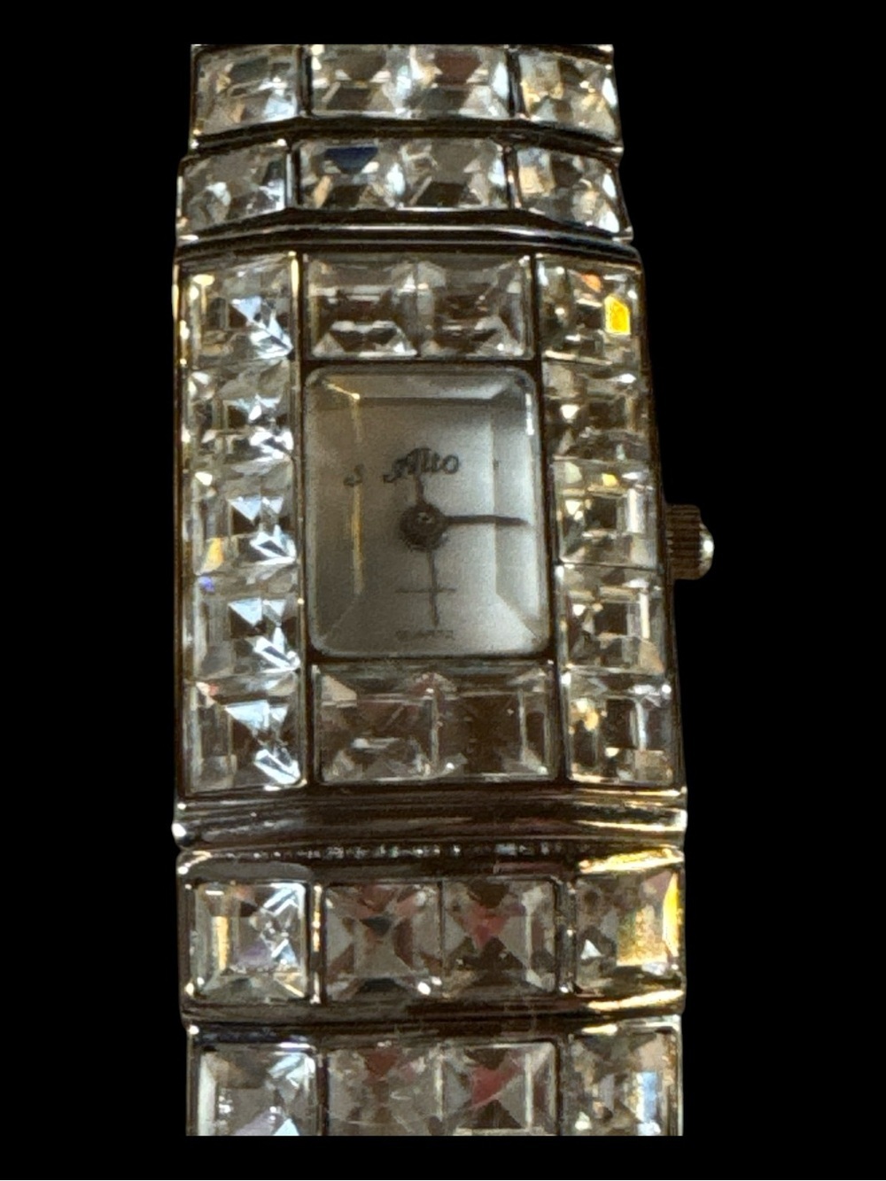 Alto Vintage Statement Crystal Rhinestone Bracelet Watch - Silver Tone - Picture 2 of 4